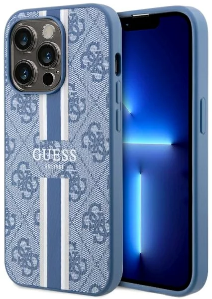 Levně Kryt Guess iPhone 14 Pro Max 6.7" blue hardcase 4G Printed Stripes MagSafe (GUHMP14XP4RPSB)