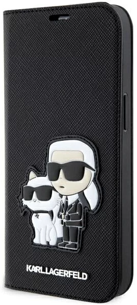 Levně Pouzdro Karl Lagerfeld iPhone 14 Pro Max 6.7" bookcase black Saffiano Karl & Choupette (KLBKP14XSANKCPK)