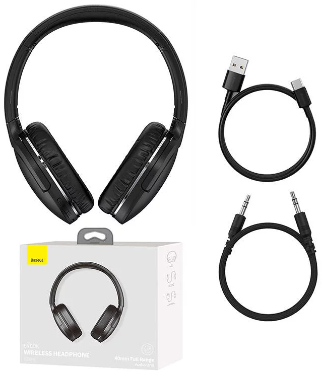 Sluchátka Baseus Encok Wireless headphone D02 Pro, black (6932172611705)