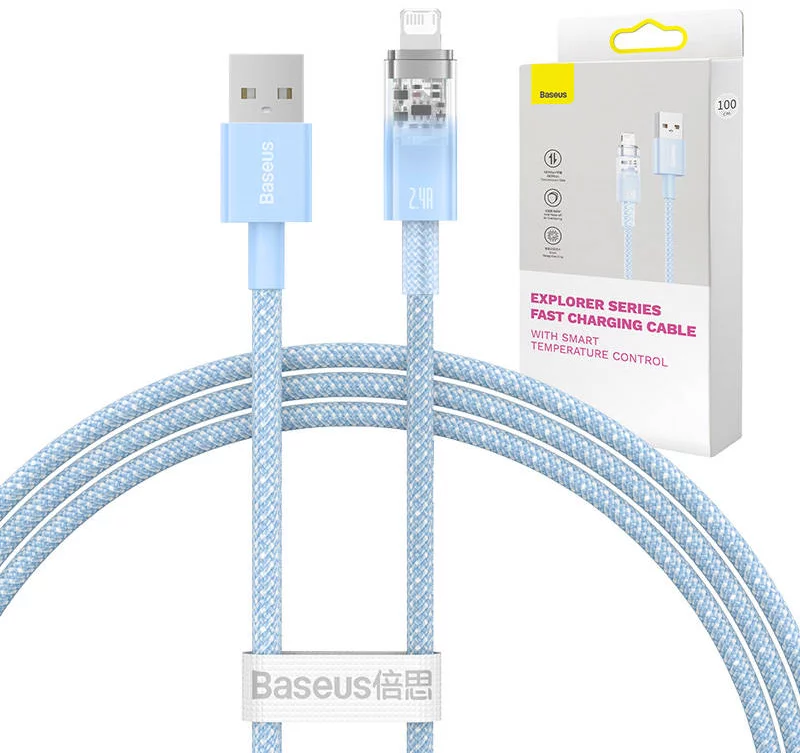 Kábel Fast Charging Cable Baseus Explorer USB to Lightning 2.4A 1m, blue (6932172628970)