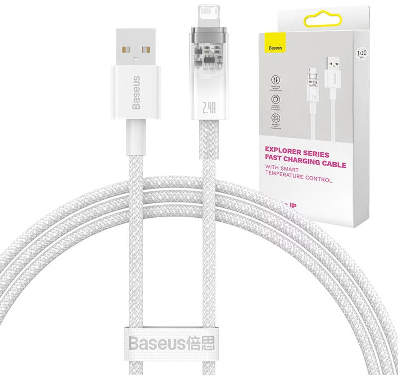 E-shop Kábel Fast Charging Cable Baseus Explorer USB to Lightning 2.4A 1m, white (6932172628987)