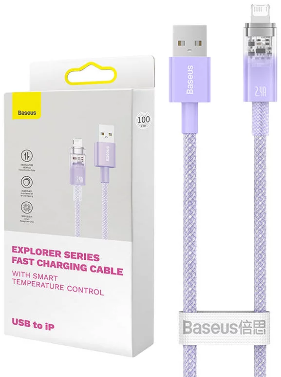 Kábel Fast Charging cable Baseus USB-A to Lightning  Explorer Series 2m, 2.4A, purple (6932172629007)
