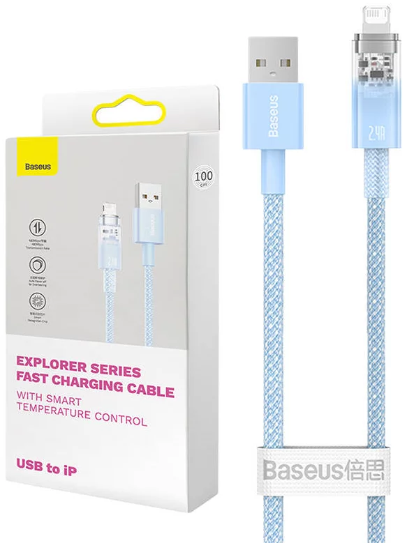 Kábel Fast Charging cable Baseus USB-A to Lightning  Explorer Series 2m, 2.4A, blue (6932172629014)