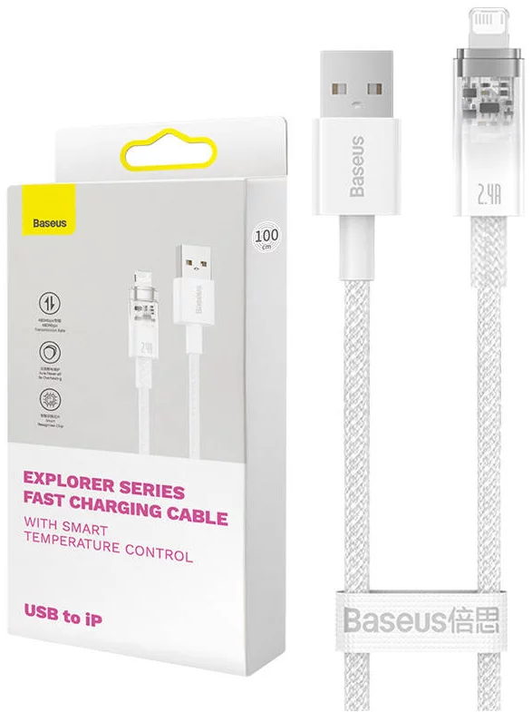 Kabel Fast Charging cable Baseus USB-A to Lightning  Explorer Series 2m, 2.4A, white (6932172629021)