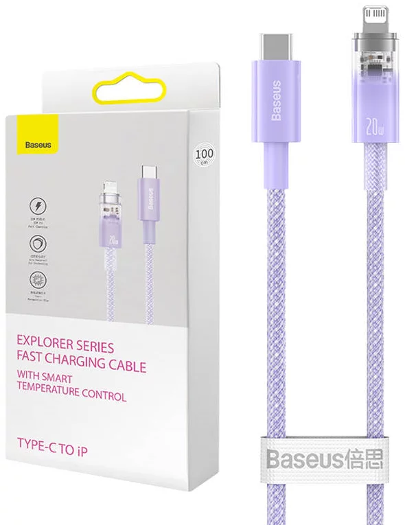 Kábel Fast Charging cable Baseus USB-C to Lightning  Explorer Series 1m, 20W, purple (6932172629045)