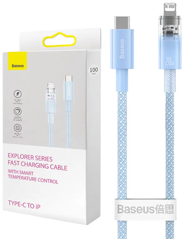 Kábel Fast Charging cable Baseus USB-C to Lightning  Explorer Series 1m, 20W, blue (6932172629052)