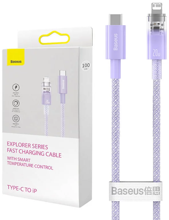 Kábel Fast Charging cable Baseus USB-C to Lightning Explorer Series 2m, 20W, purple (6932172629083)