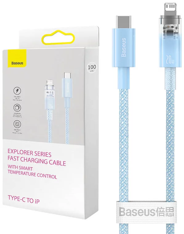Kábel Fast Charging cable Baseus USB-C to Lightning Explorer Series 2m, 20W, blue (6932172629090)