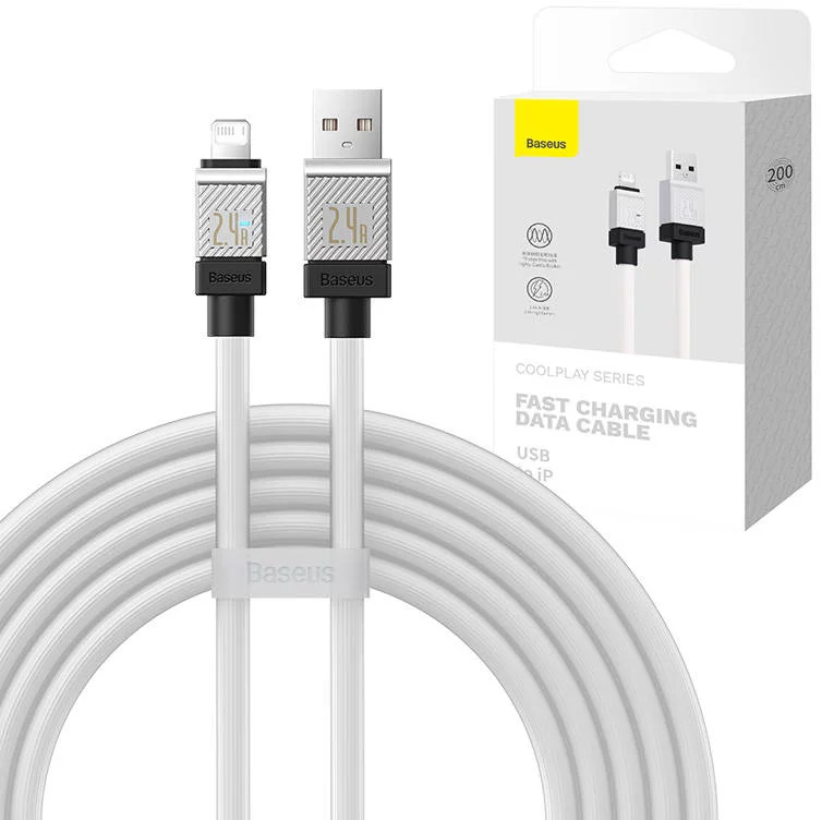 Kábel Fast Charging cable Baseus USB-A to Lightning CoolPlay Series 2m, 2.4A, white (6932172626778)