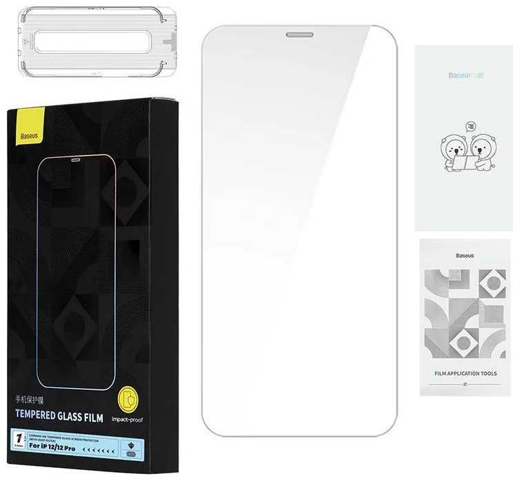 Ochranné sklo Tempered Glass Baseus 0.4mm Iphone 12/12 Pro + cleaning kit (6932172626242)
