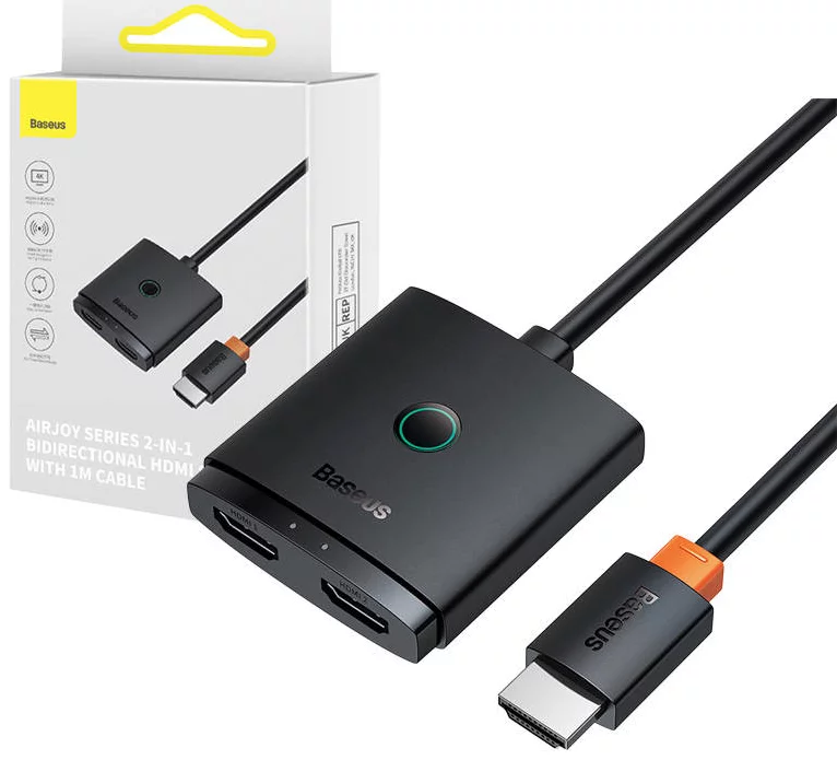 E-shop Adaptér HDMI Switch Baseus with 1m Cable Cluster, Black (6932172631789)