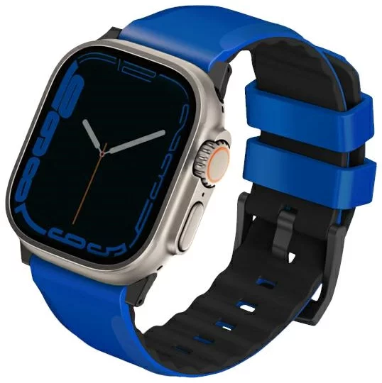Řemínek UNIQ Linus Apple Watch Series 1/2/3/4/5/6/7/8/SE/SE2/Ultra 42/44/45/49mm Airosoft Silicone racing blue (UNIQ-49MM-LINUSRBLU)