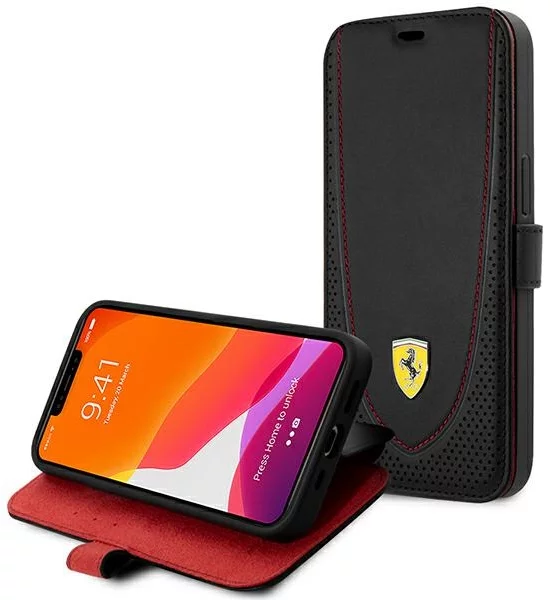 Levně Pouzdro Ferrari FEFLBKP13LRGOK iPhone 13 Pro 6.1" black book Leather Curved Line (FEFLBKP13LRGOK)