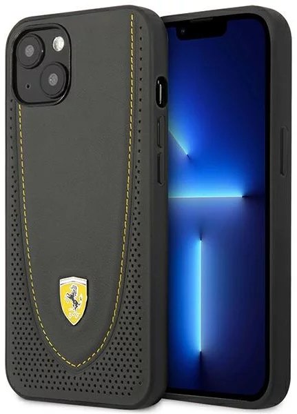 Levně Kryt Ferrari FEHCP13MRGOG iPhone 13 6.1" black hardcase Leather Curved Line (FEHCP13MRGOG)