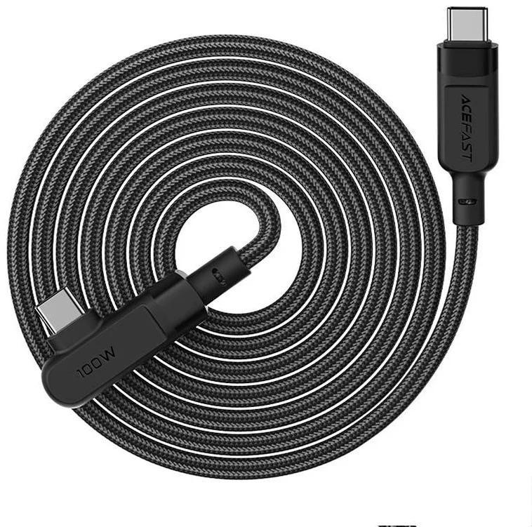 Kábel Cable USB-C to USB-C Acefast C5-03 angled, 100W, 2m (black)