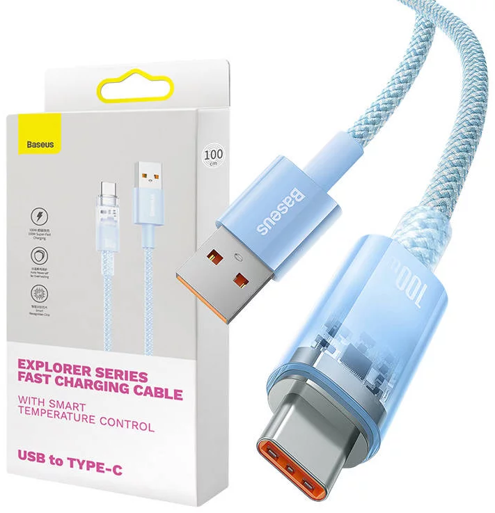 Kábel Quick Charge USB-C Baseus Flash, 6A,1m (Blue)
