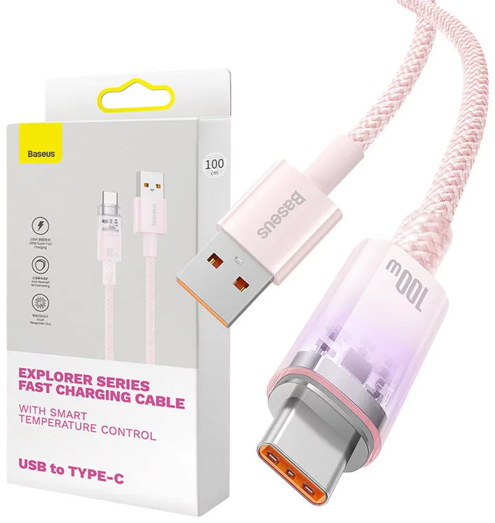 E-shop Kábel Quick Charge USB-C Baseus Flash, 6A,1m (Pink)