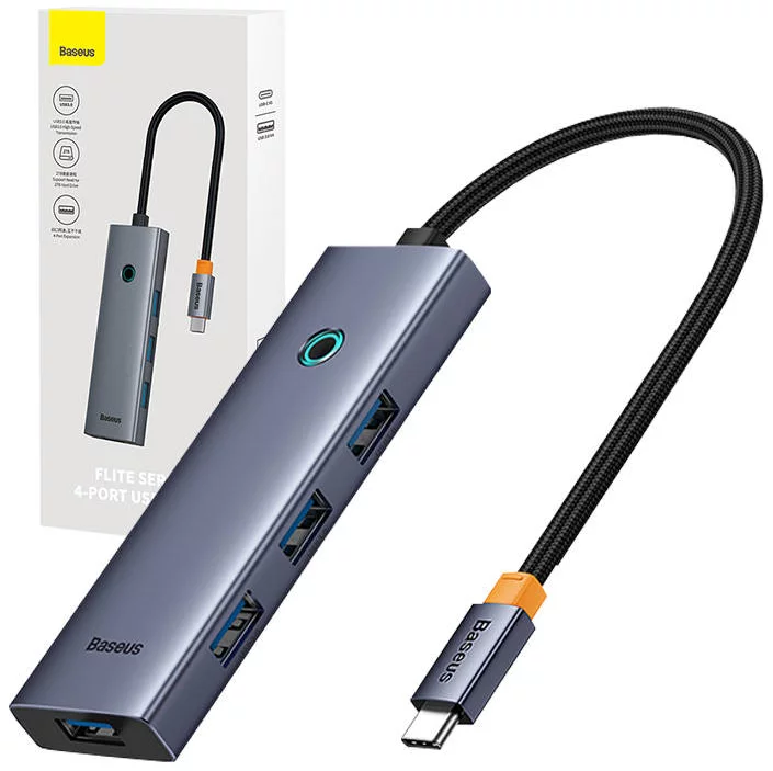 E-shop USB Hub 4in1 Hub Baseus UltraJoy USB-C do USB 3.0 (space grey)