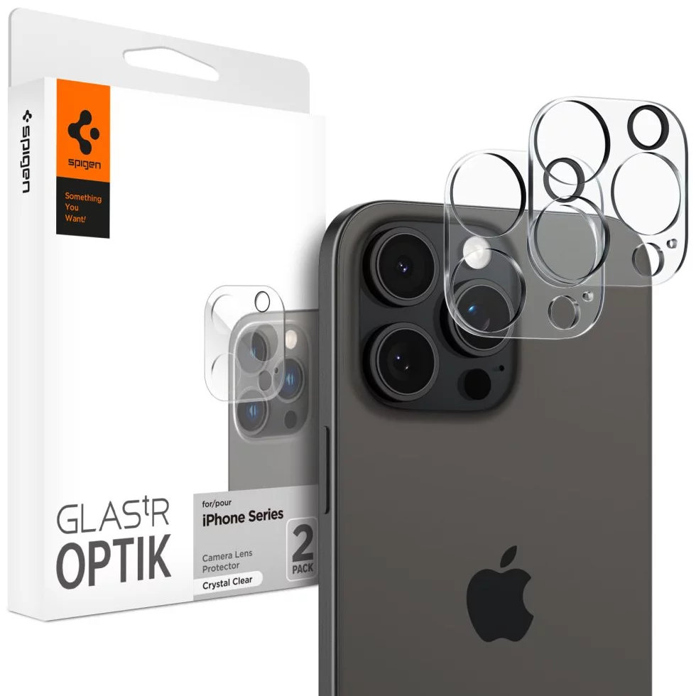 Ochranné sklo Spigen Glass tR Optik 2 Pack, crystal clear - iPhone 15 Pro/15 Pro Max/iPhone 14 Pro/14 Pro Max (AGL05761)