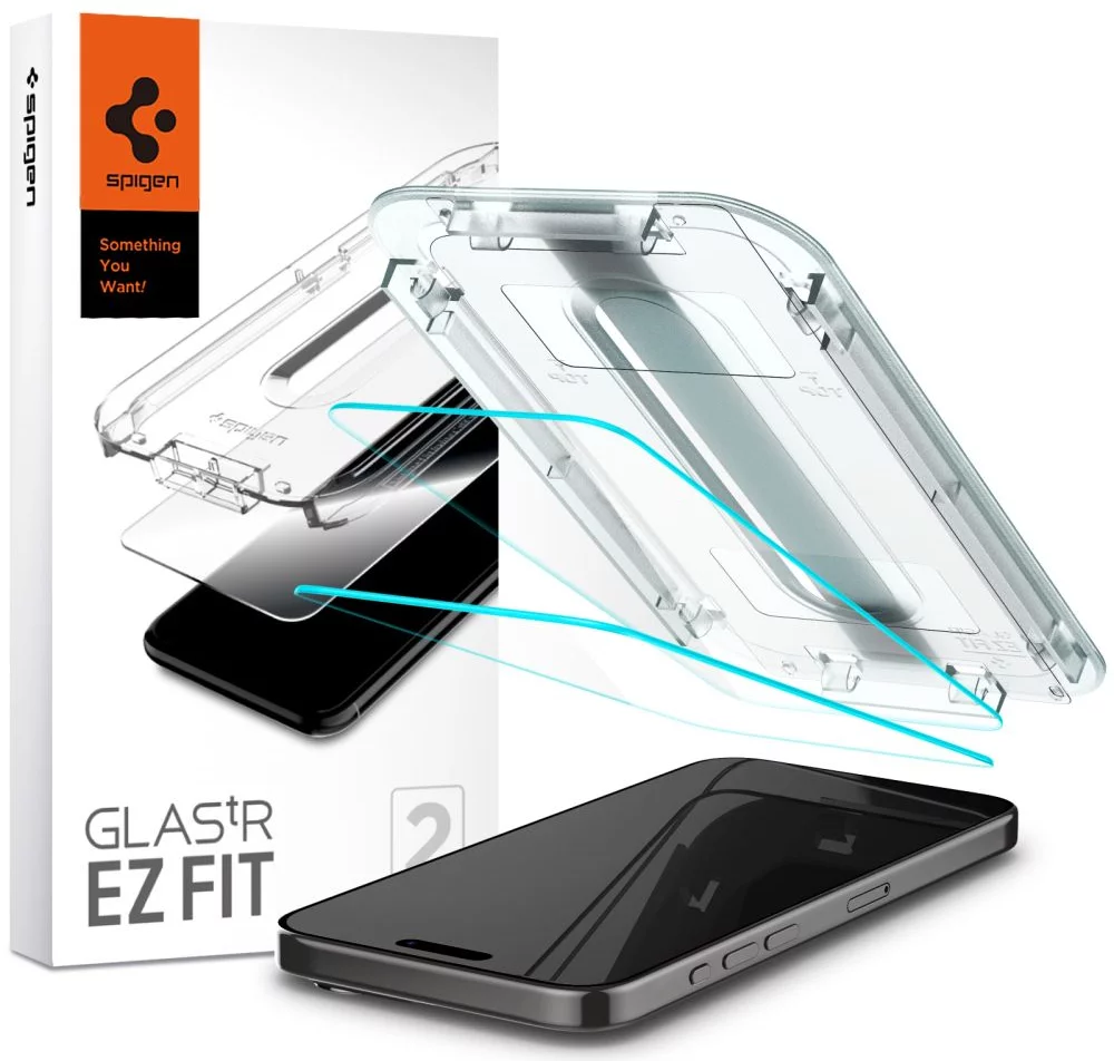 Ochranné sklo Spigen Glass tR EZ Fit 2 Pack, transparency - iPhone 15 Pro Max (AGL06872)