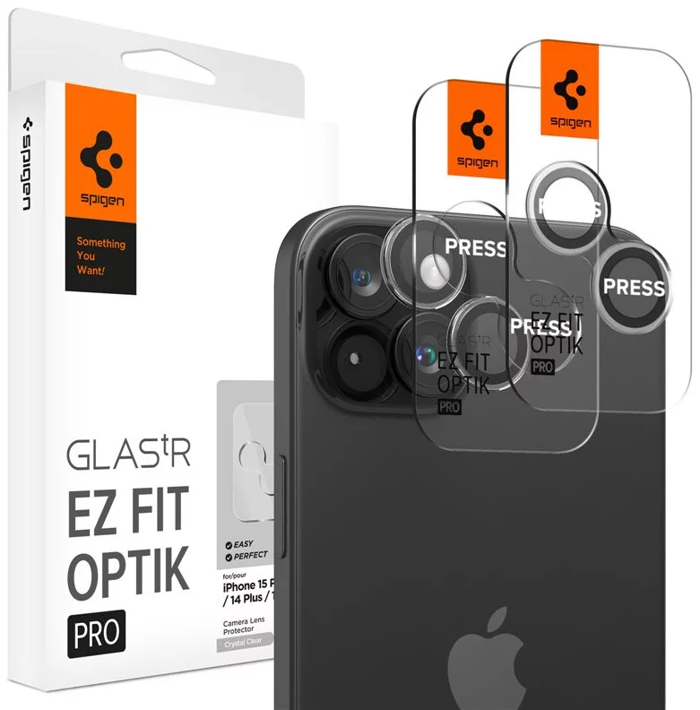 Ochranné sklo Spigen Glass tR EZ Fit Optik Pro 2 Pack, crystal clear - iPhone 15/15 Plus (AGL06918)