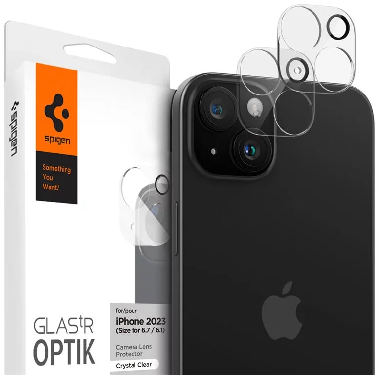 Ochranné sklo Spigen Glass tR Optik 2 Pack, crystal clear - iPhone 15/15 Plus (AGL06916)