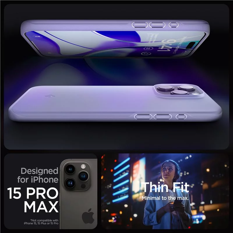 For iPhone 15 Pro Max, 15 Pro, 15 Plus, 15 Case, Spigen Thin Fit Cover