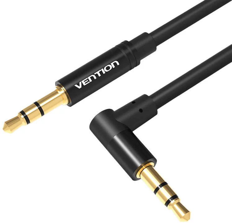 Kábel Mini jack 3,5mm AUX 90 degree cable Vention BAKBD-T 0.5m (black)