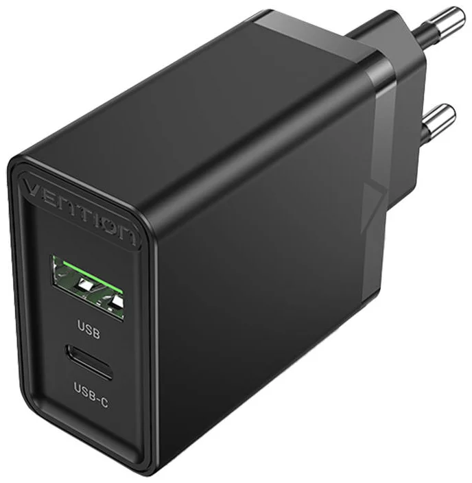 Nabíječka Wall charger EU USB-A(18W), USB-C(20W) Vention FBBB0-EU, 2.4A, PD3.0 (black)