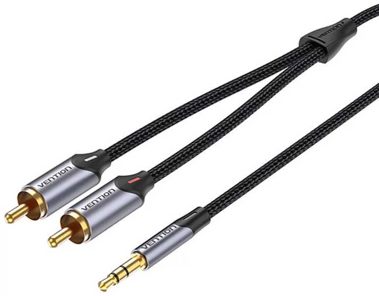 E-shop Kábel 2xRCA cable (Cinch) jack to 3.5mm Vention BCNBK 8m (grey)