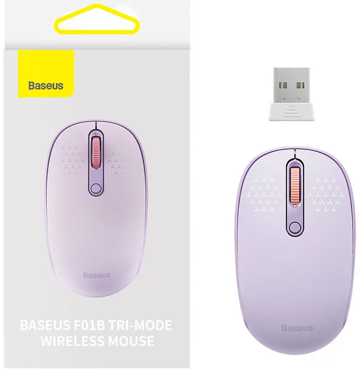 Myš Wireless mouse Baseus F01B Tri-mode 2.4G BT 5.0 1600 DPI (purple)