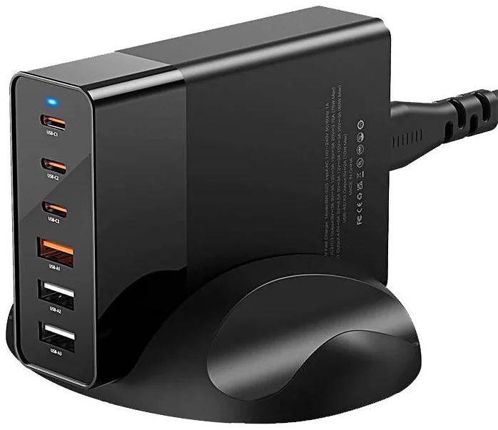Nabíjačka Wall charger Blitzwolf BW-S25, 75W, 3x USB + 3x USB-C (black)