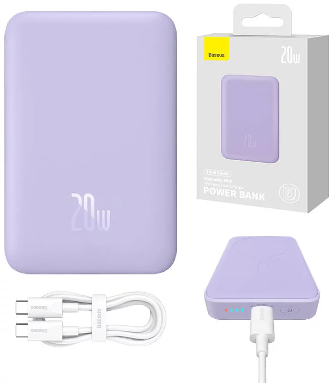 E-shop Nabíjačka Powerbank Baseus Magnetic Mini 10000mAh 20W MagSafe (purple)