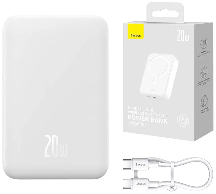 E-shop Nabíjačka Powerbank Baseus Magnetic Mini 20000mAh 20W MagSafe (white)