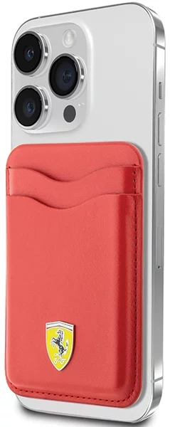 Levně Peněženka Ferrari Wallet Card Slot FEWCMRSIR red MagSafe Leather 2023 Collection (FEWCMRSIR)