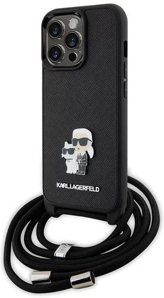 Levně Kryt Karl Lagerfeld KLHCP13LSAKCPSK iPhone 13 Pro hardcase black Crossbody Saffiano Metal Pin Karl & Choupette (KLHCP13LSAKCPSK)