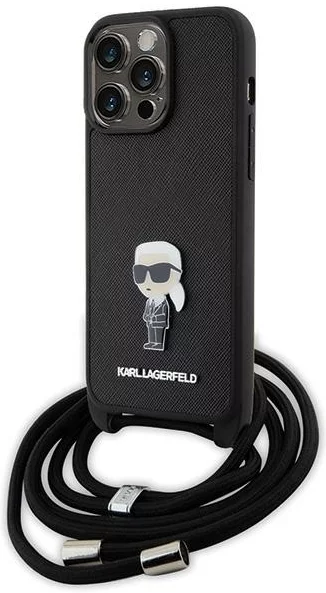 Levně Kryt Karl Lagerfeld KLHCP15XSASKNPSK iPhone 15 Pro Max 6.7" hardcase black Crossbody Saffiano Monogram Metal Pin Karl & Choupette (KLHCP15XSASKNPSK)