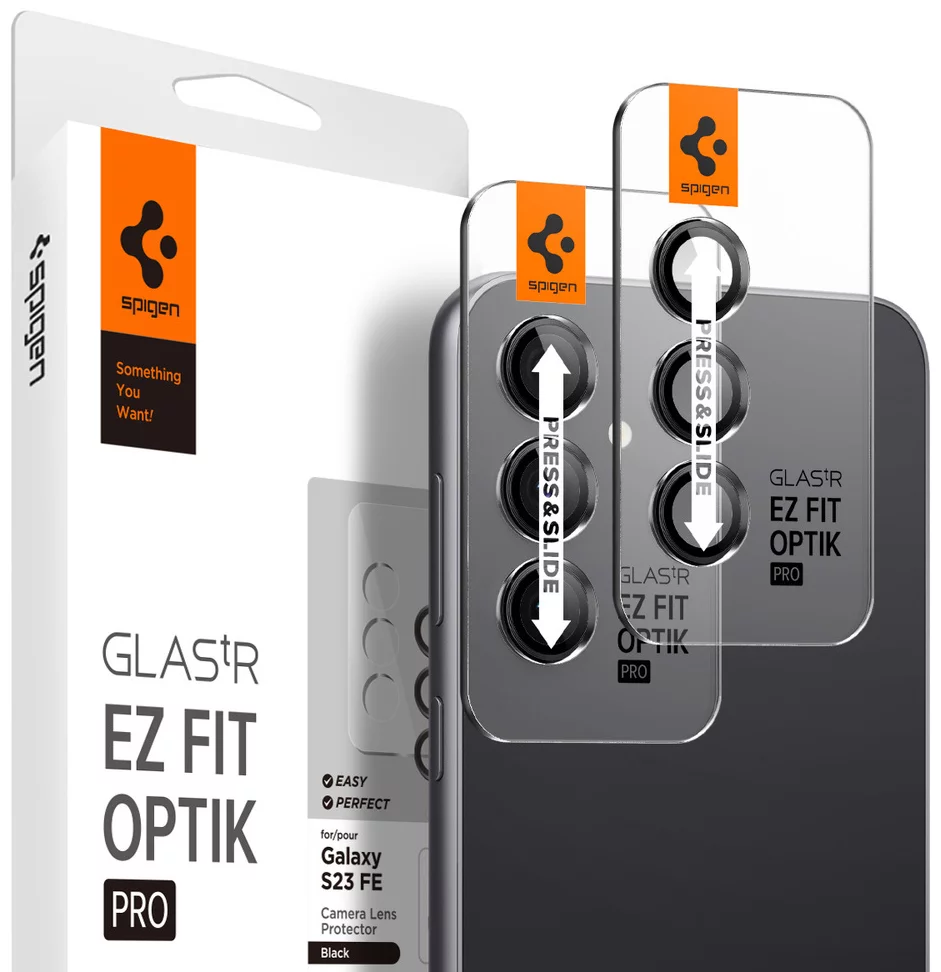 Ochranné sklo Spigen Glass tR EZ Fit Optik Pro Black 2 Pack - Samsung Galaxy S23 FE (AGL06987)