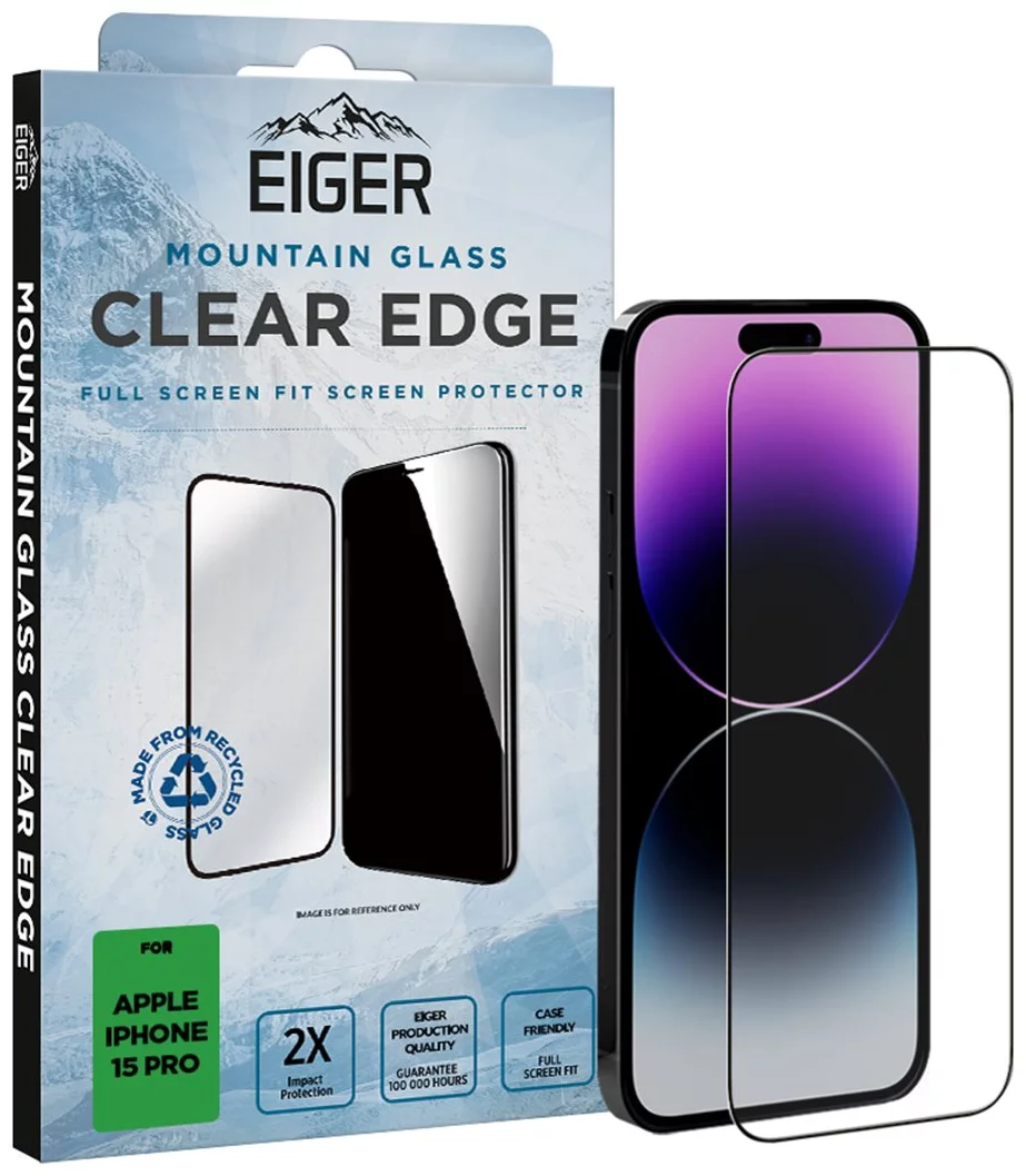 Levně Ochranné sklo Eiger Mountain Glass CLEAR EDGE for Apple iPhone 15 Pro in Clear