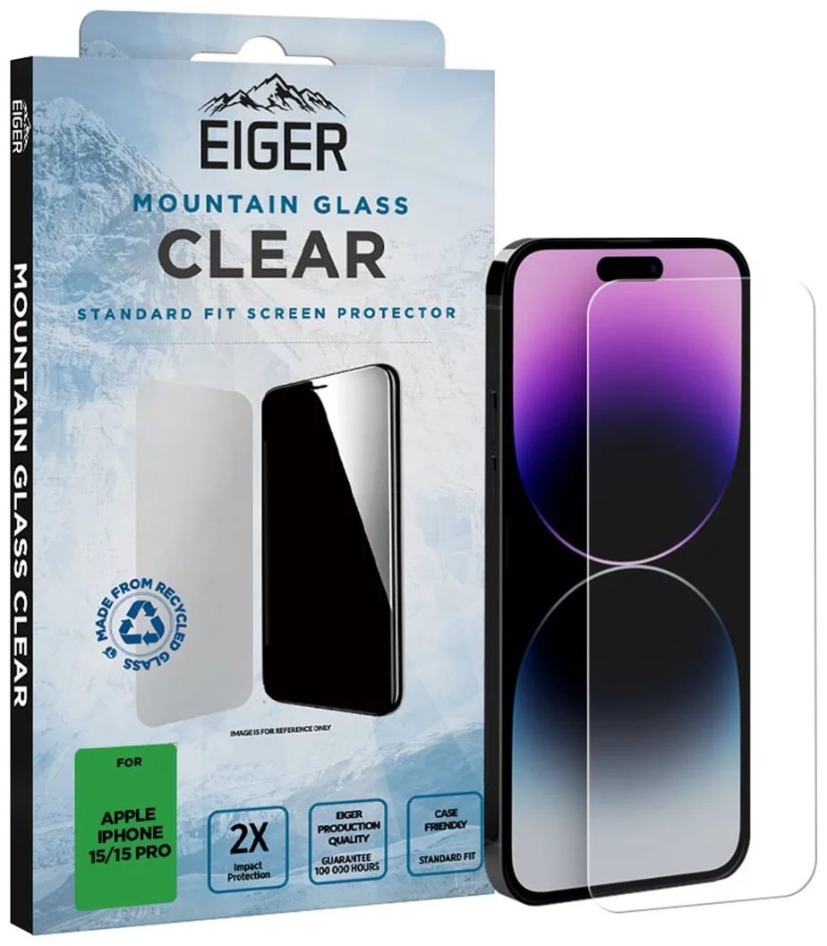 Ochranné sklo Eiger Mountain Glass CLEAR for Apple iPhone 15 / 15 Pro in Clear