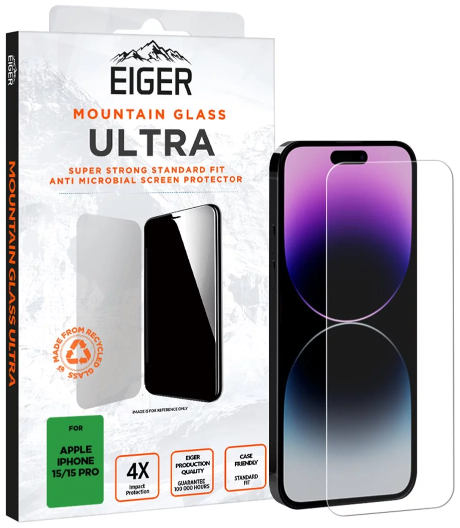 Ochranné sklo Eiger Mountain Glass Ultra Screen Protector 2.5D for Apple iPhone 15 / 15 Pro in Clear