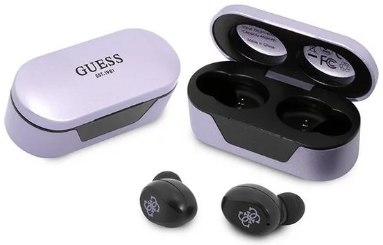 Levně Sluchátka Guess Bluetooth headphones GUTWST31EU TWS + docking station purple (GUTWST31EU)