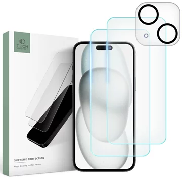 TECH-PROTECT SUPREME SET gehärtetes Schutzglas iPhone 15 klar (9319456604696)  