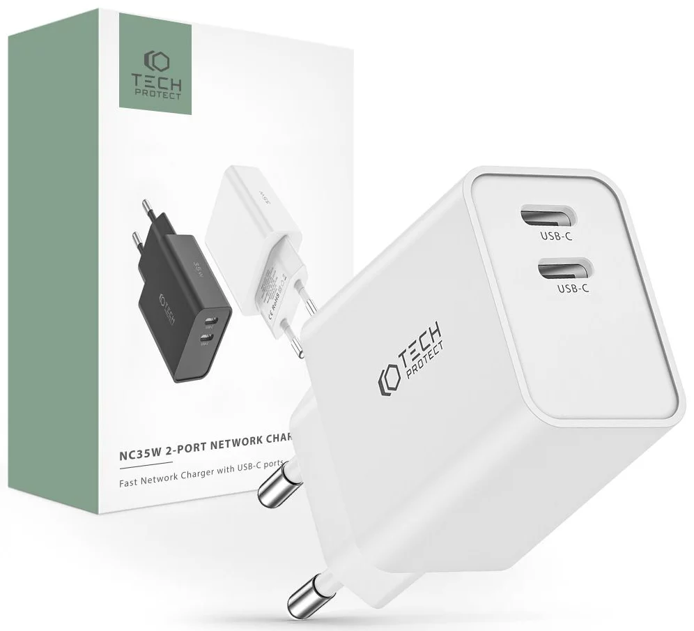 E-shop Nabíjačka TECH-PROTECT C35W 2-PORT NETWORK CHARGER PD35W WHITE (9490713936078)