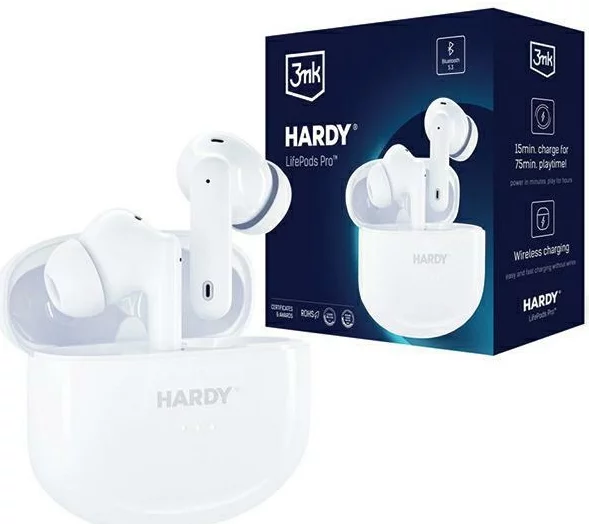 Sluchátka 3MK Hardy LifePods Pro wireless headphones Bluetooth 5.3 ANC white