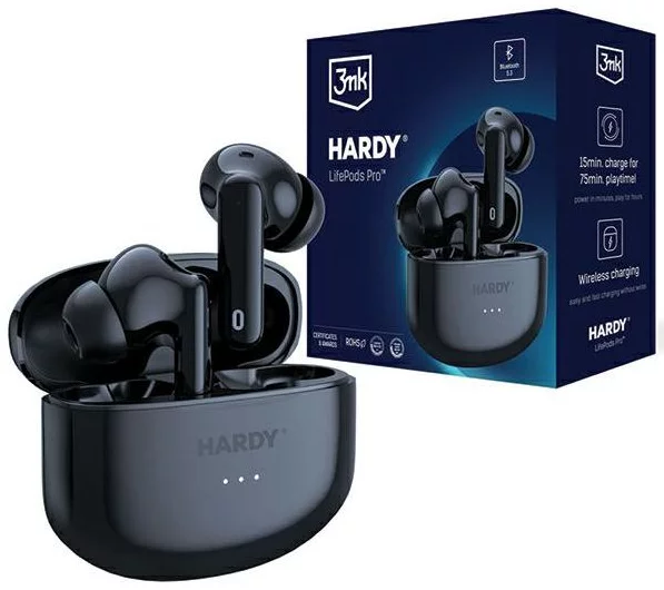 Levně Sluchátka 3MK Hardy LifePods Pro wireless headphones Bluetooth 5.3 ANC black