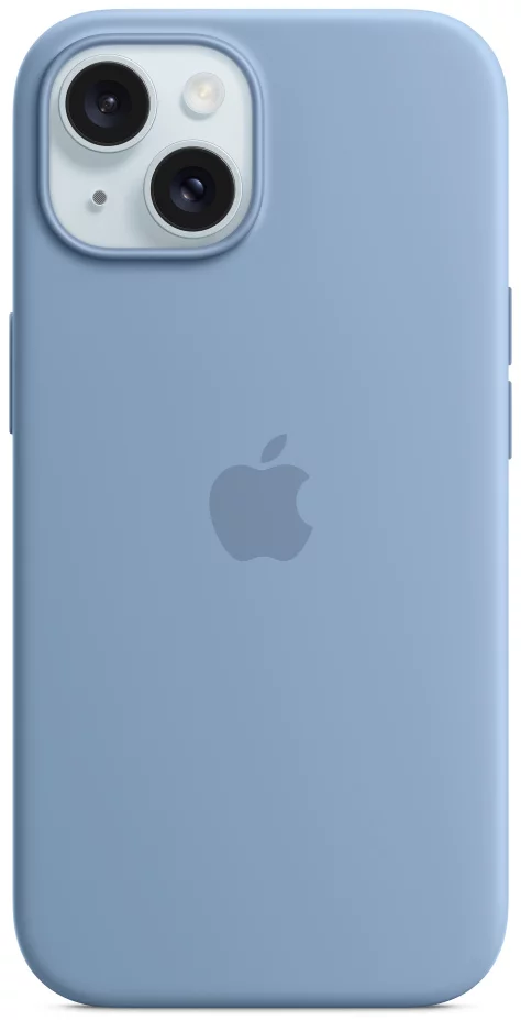 Levně Kryt Apple iPhone 15+ Silicone Case with MS - Winter Blue