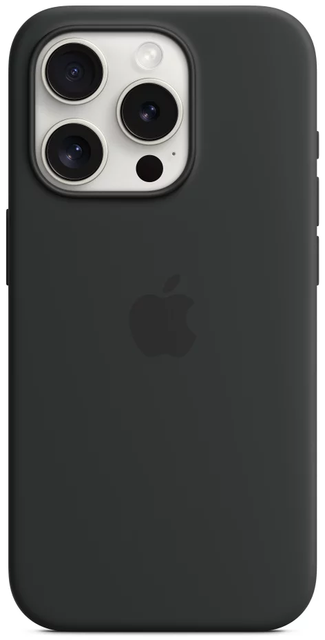 E-shop Kryt Apple iPhone 15 Pro Silicone Case with MS - Black