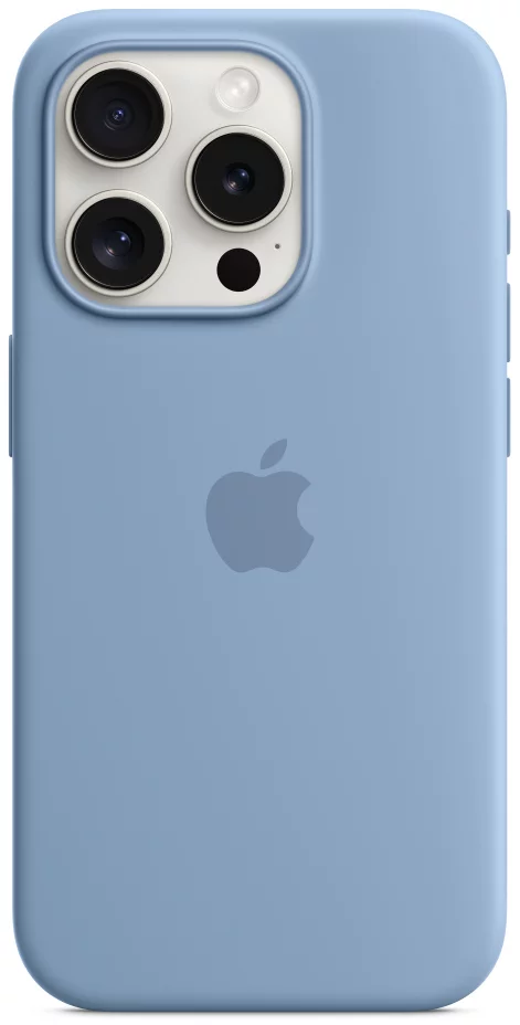 Levně Kryt Apple iPhone 15 Pro Silicone Case with MS - Winter Blue