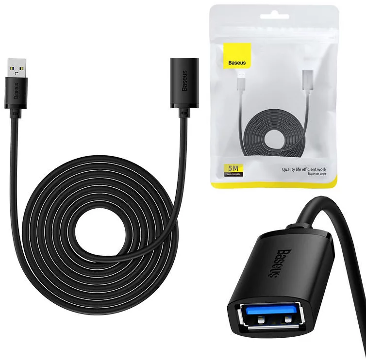 Levně Kabel Baseus USB 3.0 Extension cable male to female, AirJoy Series, 5m (black)